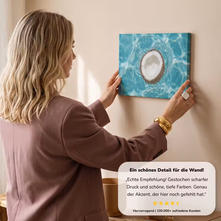 Kokosnoot - Water - Wit canvas 2cm klein -sfeer3