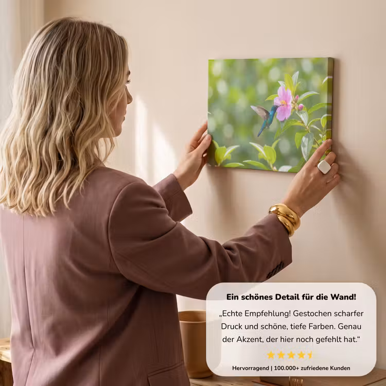Kolibrie - Bloem - Natuur - Groen canvas 2cm klein -sfeer3