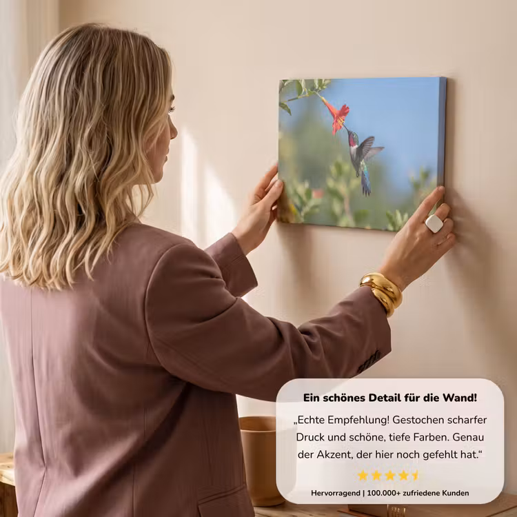 Kolibrie - Bloem - Natuur - Groen canvas 2cm klein -Xsfeer7_DE