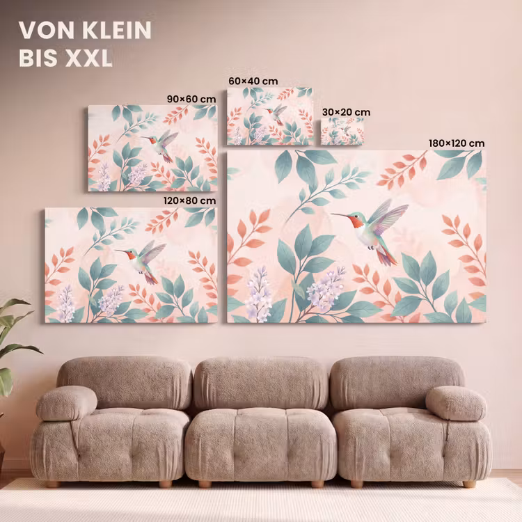 Kolibrie - Vliegen - Natuur - Illustratie - Kleurrijk canvas 2cm klein -Xsfeer8_DE