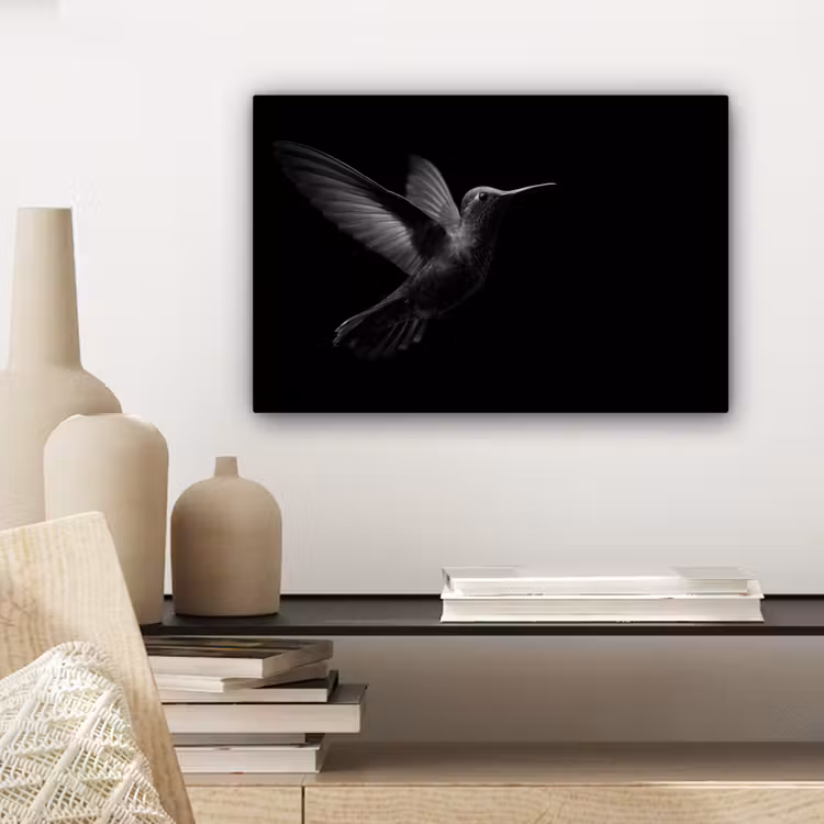 Kolibrie - Zwart - Dieren canvas 2cm klein -sfeer6