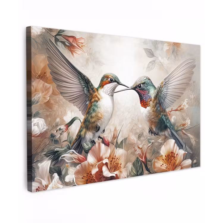 Kolibrie - Vogels - Bloemen - Natuur canvas 2cm klein -z3d