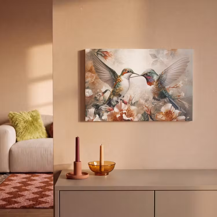 Kolibrie - Vogels - Bloemen - Natuur canvas 2cm klein -sfeer1