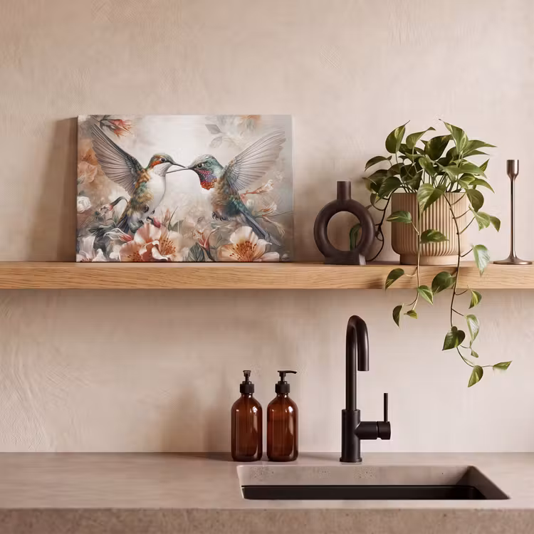Kolibrie - Vogels - Bloemen - Natuur canvas 2cm klein -sfeer6