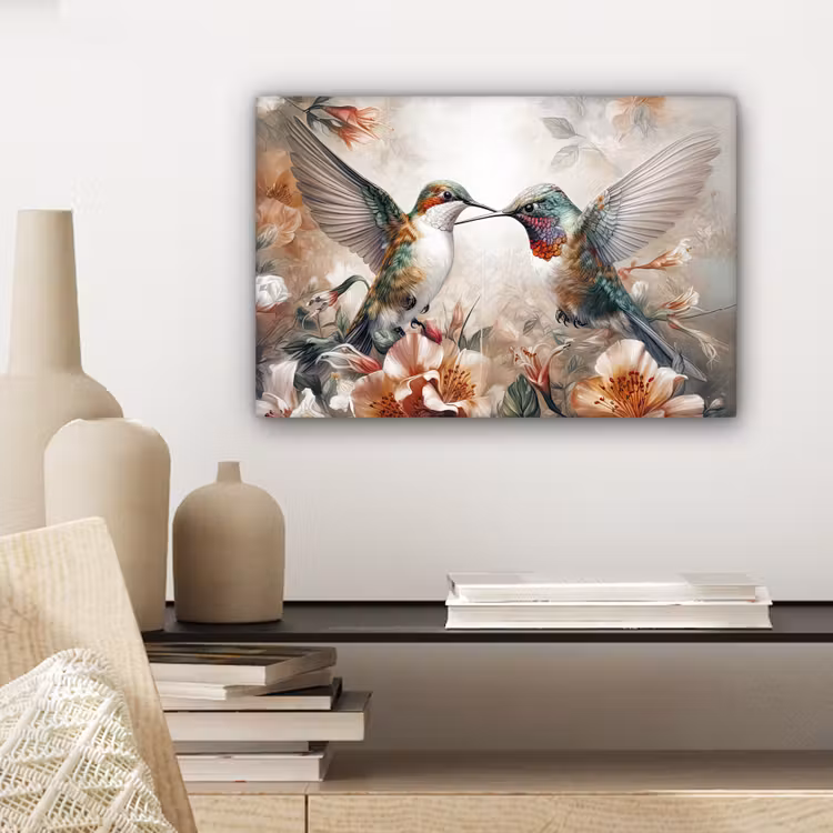 Kolibrie - Vogels - Bloemen - Natuur canvas 2cm klein -closeup_print_DE