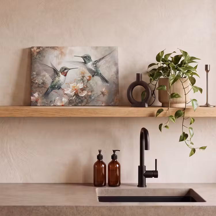 Kolibrie - Vogels - Bloemen - Planten canvas 2cm klein -sfeer6