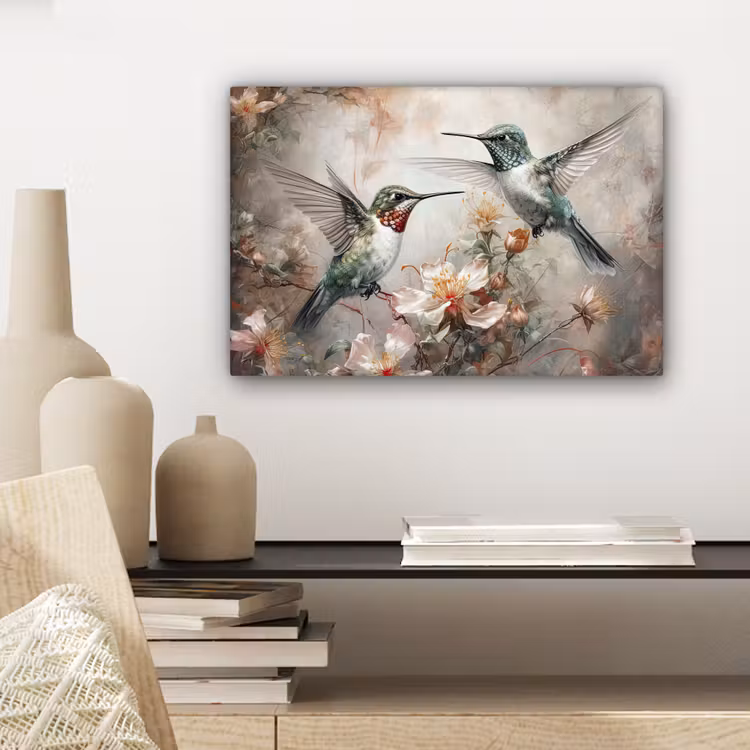 Kolibrie - Vogels - Bloemen - Planten canvas 2cm klein -closeup_print_DE