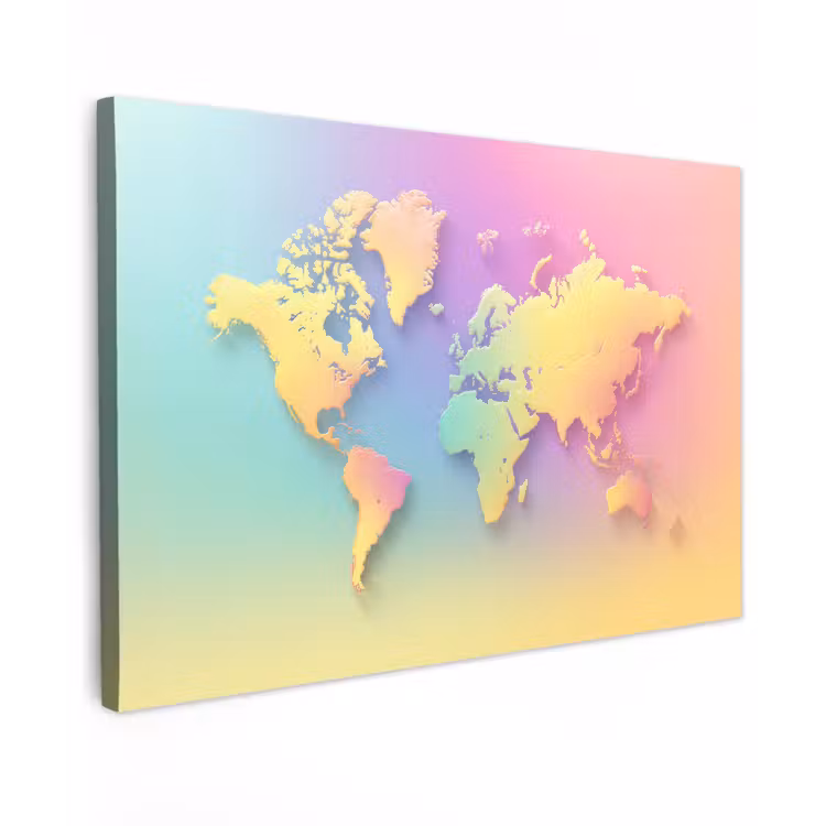 Continenten - Pastelkleuren - Overloop canvas 2cm klein -z3d
