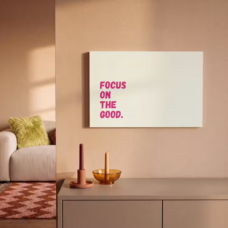 Focus on the good - Beige - Roze canvas 2cm klein -sfeer1