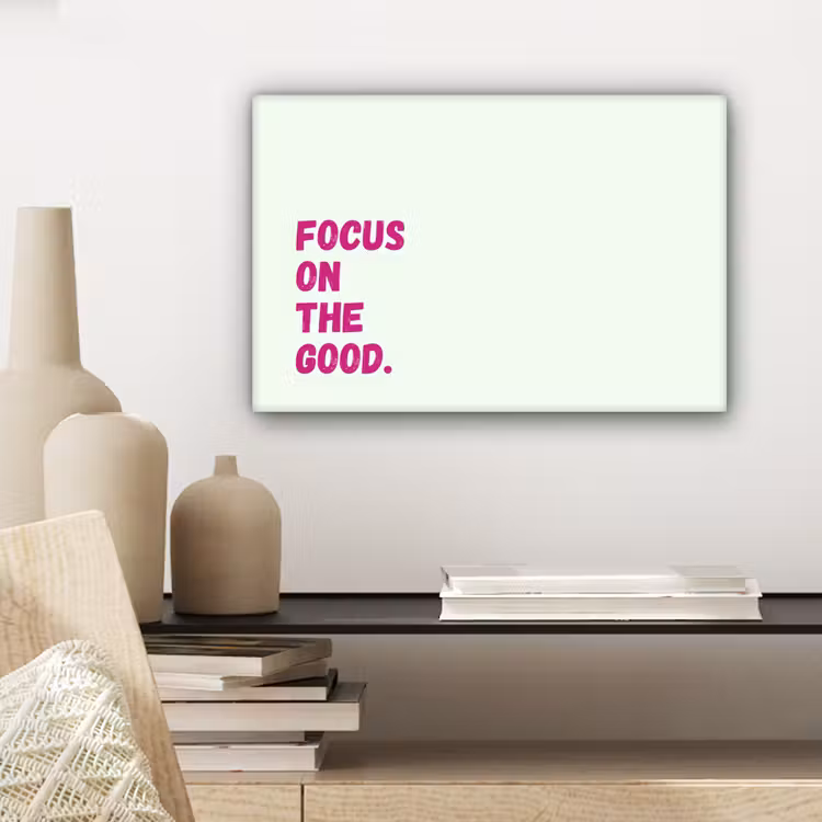 Focus on the good - Beige - Roze canvas 2cm klein -closeup_print_DE