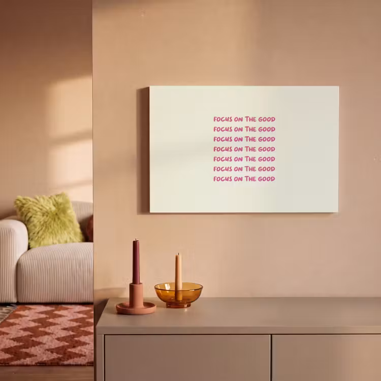 Focus on the good - Roze canvas 2cm klein -sfeer1
