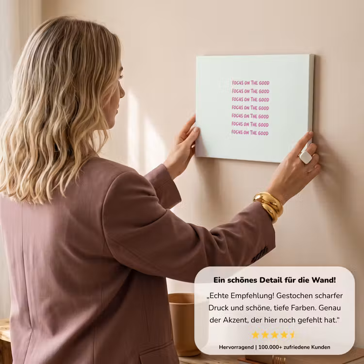 Focus on the good - Roze canvas 2cm klein -sfeer3