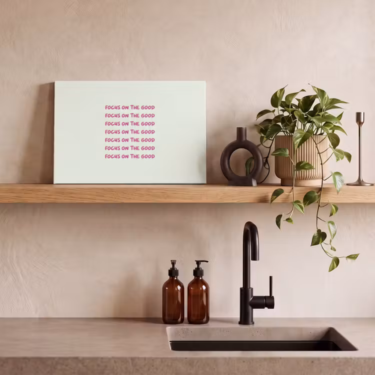 Focus on the good - Roze canvas 2cm klein -sfeer6
