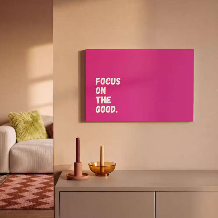 Focus on the good - Roze - Simple canvas 2cm klein -sfeer1