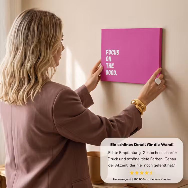 Focus on the good - Roze - Simple canvas 2cm klein -sfeer3