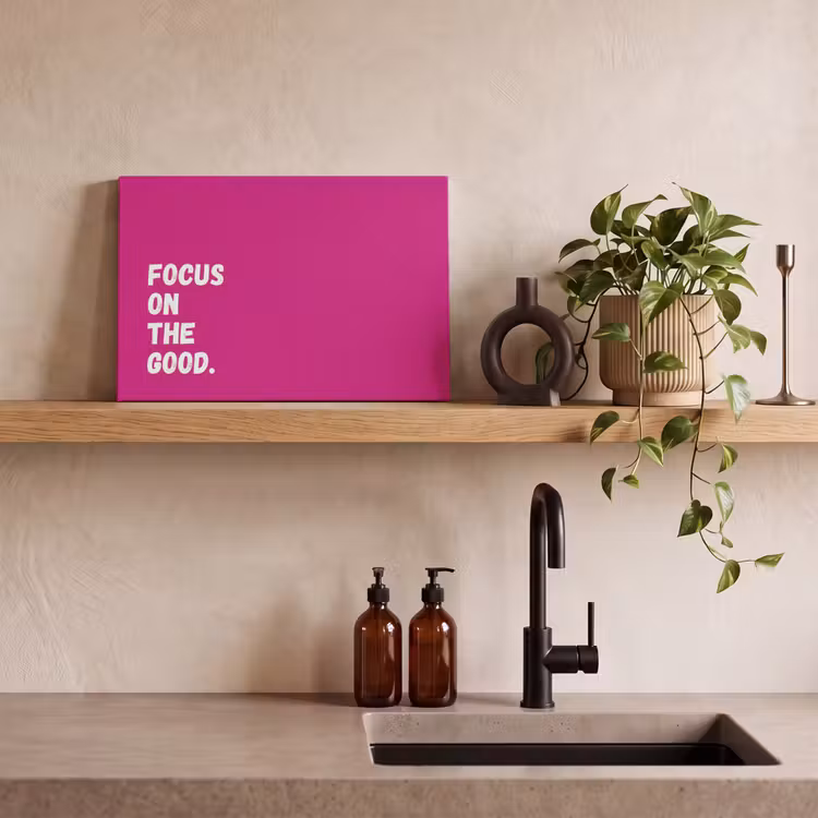 Focus on the good - Roze - Simple canvas 2cm klein -sfeer6