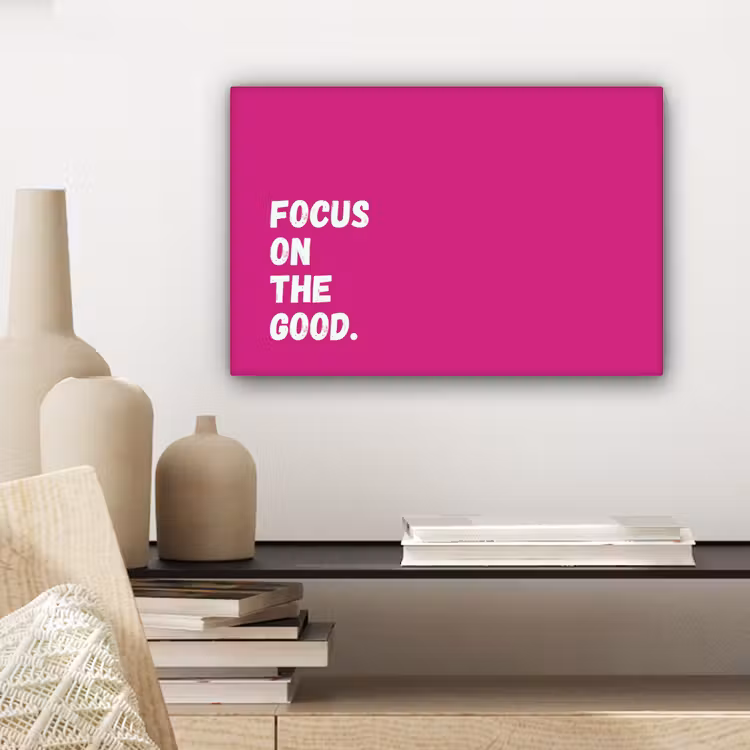 Focus on the good - Roze - Simple canvas 2cm klein -closeup_print_DE