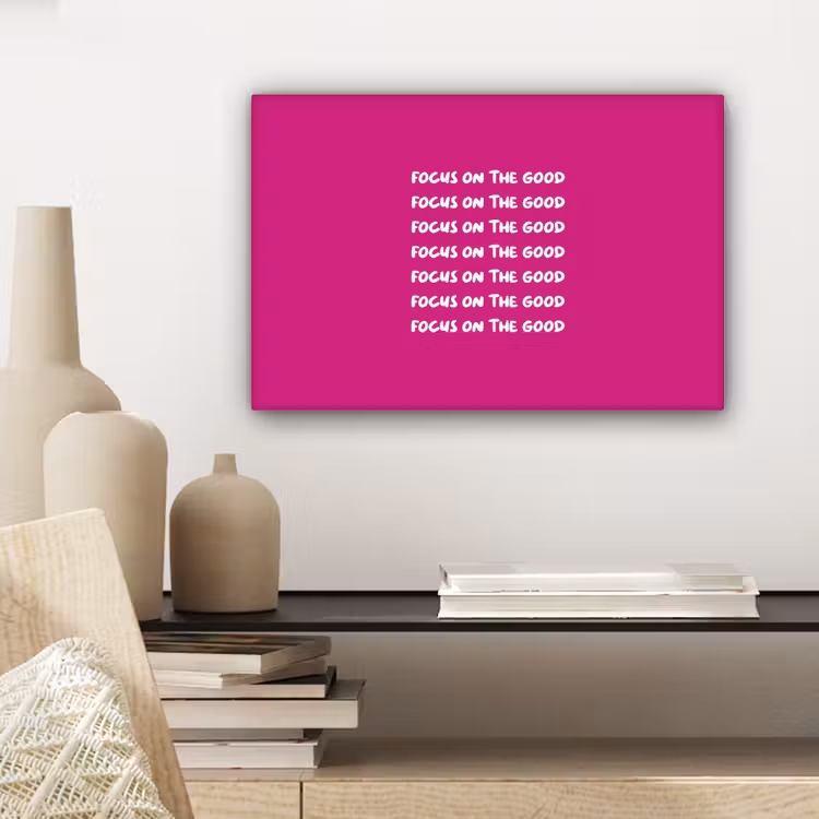Focus on the good - Roze - wit canvas 2cm klein -closeup_print_DE