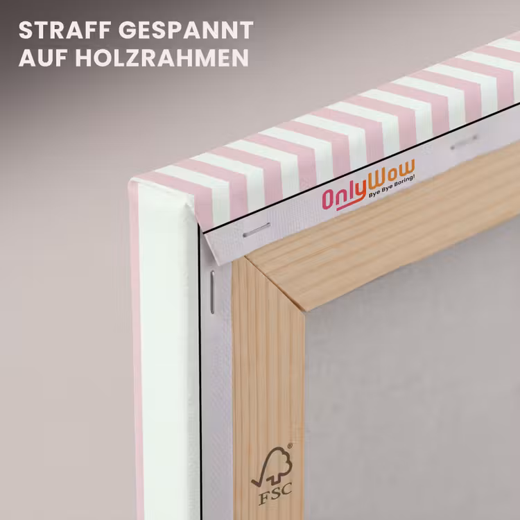 Focus on the good - Strepen - Roze - Smiley canvas 2cm klein -uniquesellingpoint_afwerking-onlywow_DE