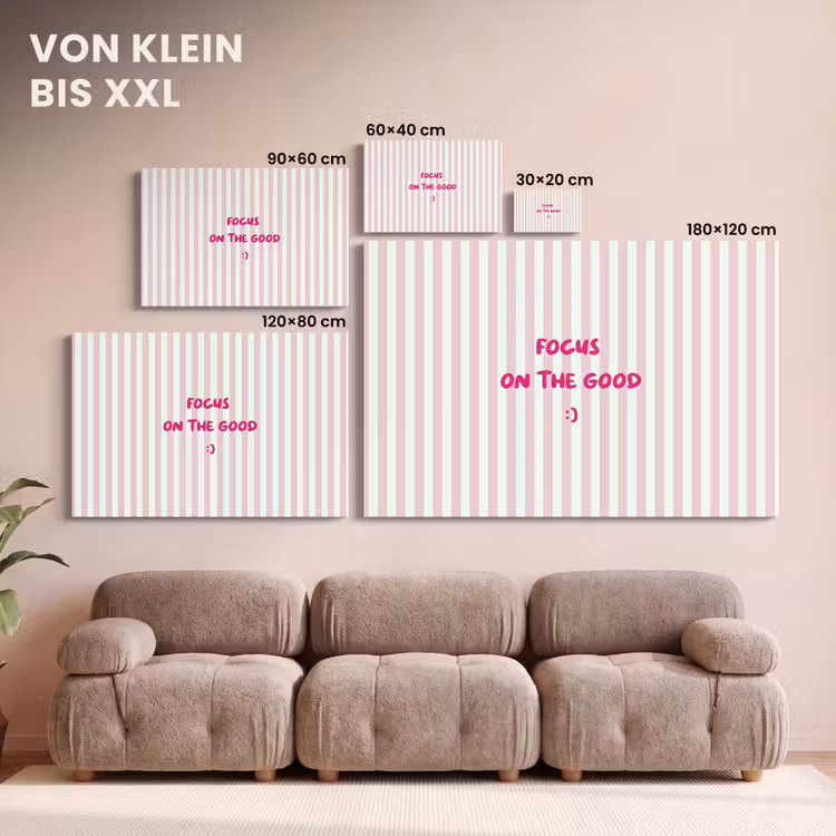 Focus on the good - Strepen - Roze - Smiley canvas 2cm klein -Xsfeer8_DE