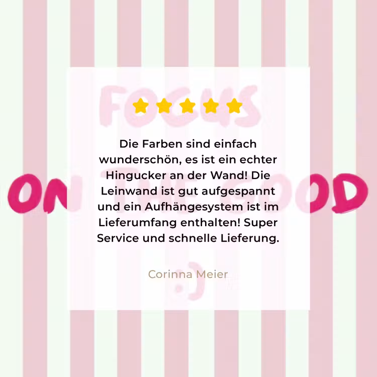 Focus on the good - Strepen - Roze - Smiley canvas 2cm klein -Xsfeer7_DE