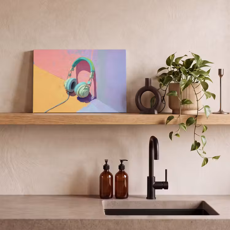 Koptelefoon - Mintgroen - Draad canvas 2cm klein -closeup_print_DE