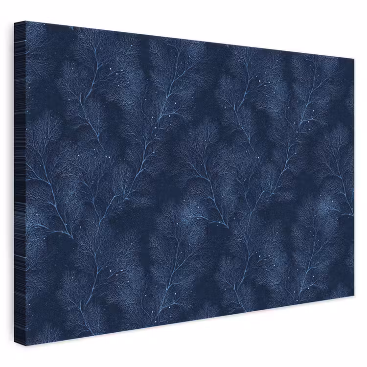 Koraal - Takken - Patroon - Nachtblauw canvas 2cm klein 34 -3d