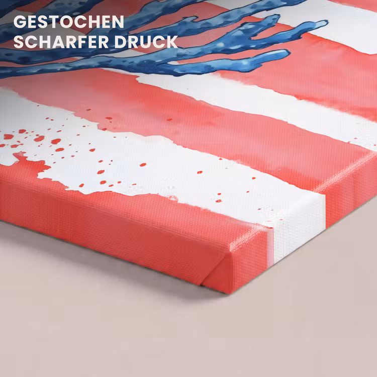 Koraal - Verfstructuur - Rood - Blauw canvas 2cm klein -uniquesellingpoint_afwerking-onlywow_DE