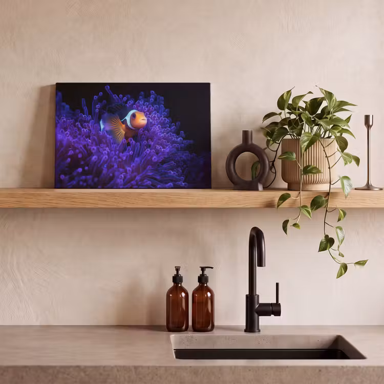 Koraal - Vis - Oranje - Zee canvas 2cm klein -sfeer3