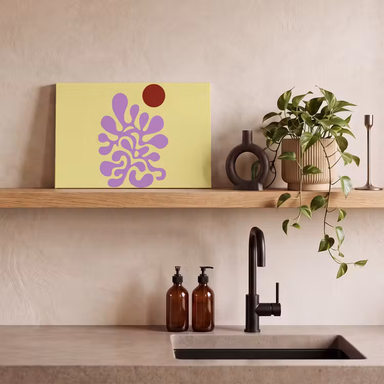 Koraal - Cirkel - Abstract - Geel canvas 2cm klein -sfeer3
