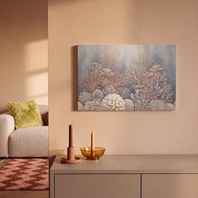 Koraal - Zeeleven - Onderwater - Illustratie - Natuur canvas 2cm klein -sfeer1