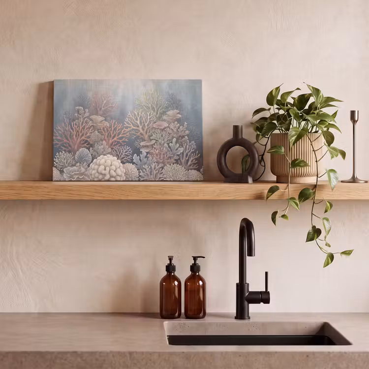 Koraal - Zeeleven - Onderwater - Illustratie - Natuur canvas 2cm klein -sfeer3