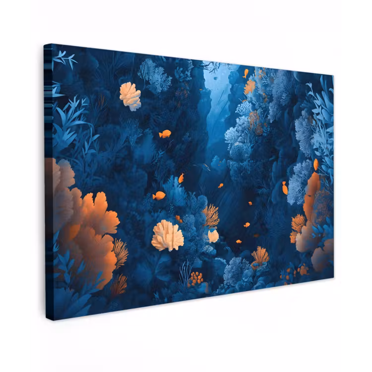 Koraalrif - Vissen - Oceaan - Blauw canvas 2cm klein -z3d