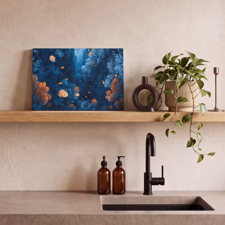 Koraalrif - Vissen - Oceaan - Blauw canvas 2cm klein -sfeer3