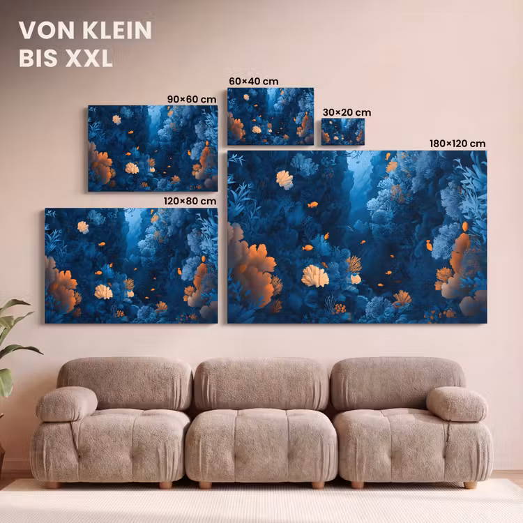 Koraalrif - Vissen - Oceaan - Blauw canvas 2cm klein -Xsfeer8_DE