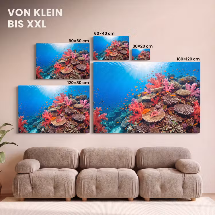 Koraalrif - Vissen - Onderwater - Tropisch - Rood canvas 2cm klein -Xsfeer8_DE