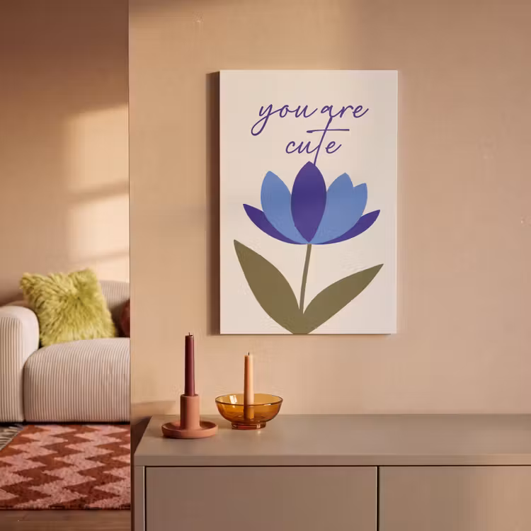 Korenbloem - Valentijn - Bloem - Blauw canvas 2cm klein -sfeer1