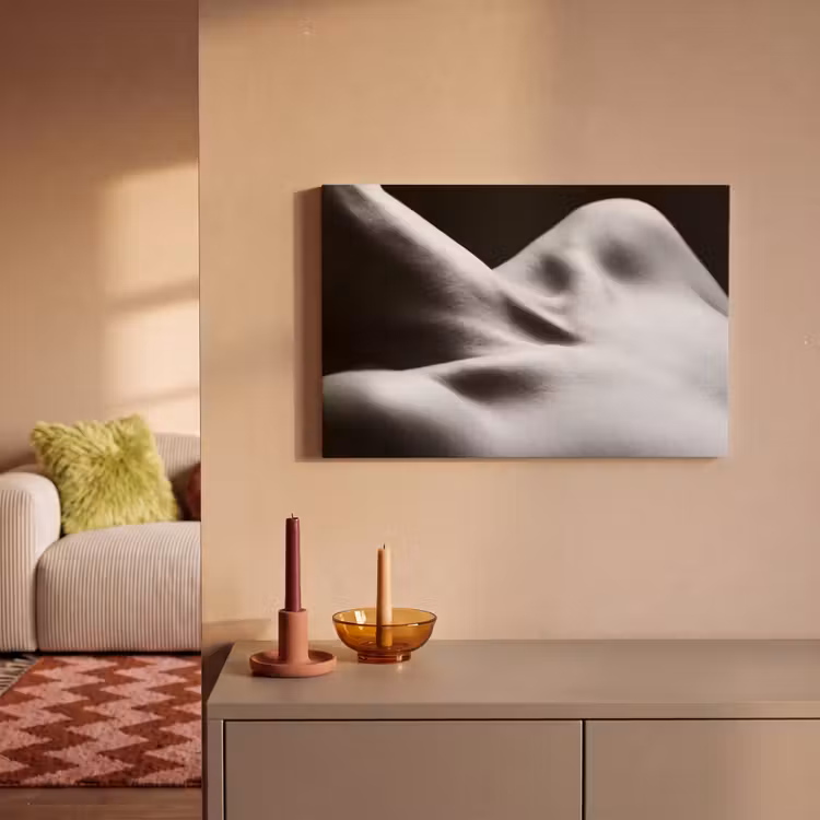 Lichaam - Vormen - Abstract - Zwart - Wit - Sensueel canvas 2cm klein -sfeer1