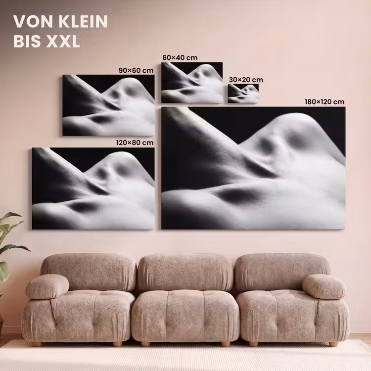 Lichaam - Vormen - Abstract - Zwart - Wit - Sensueel canvas 2cm klein -Xsfeer8_DE