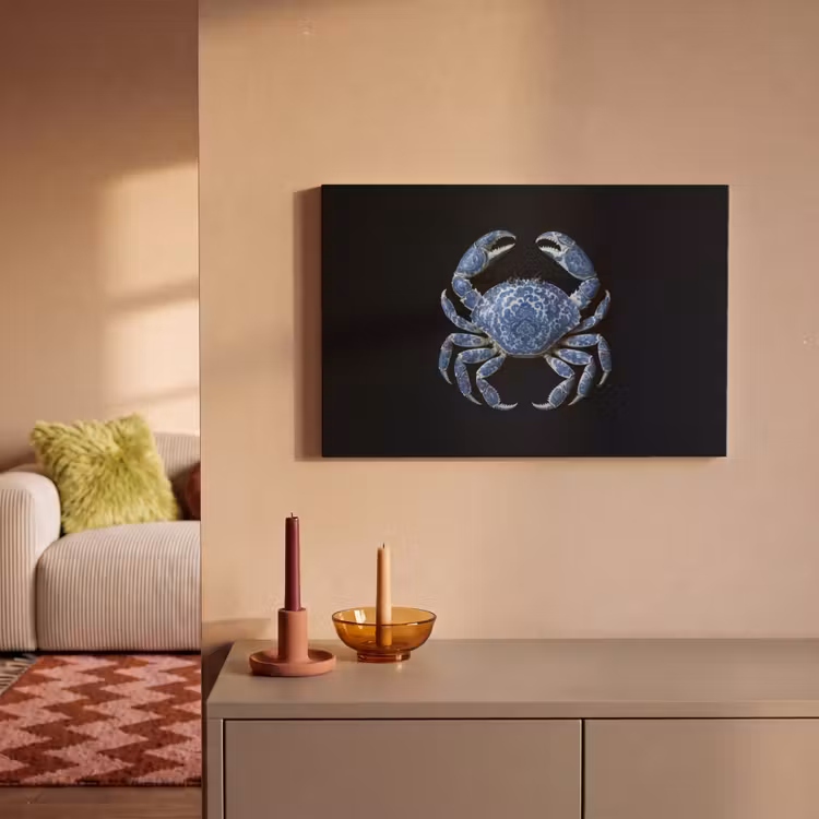 Krab - Delfts blauw - Dieren canvas 2cm klein -sfeer1