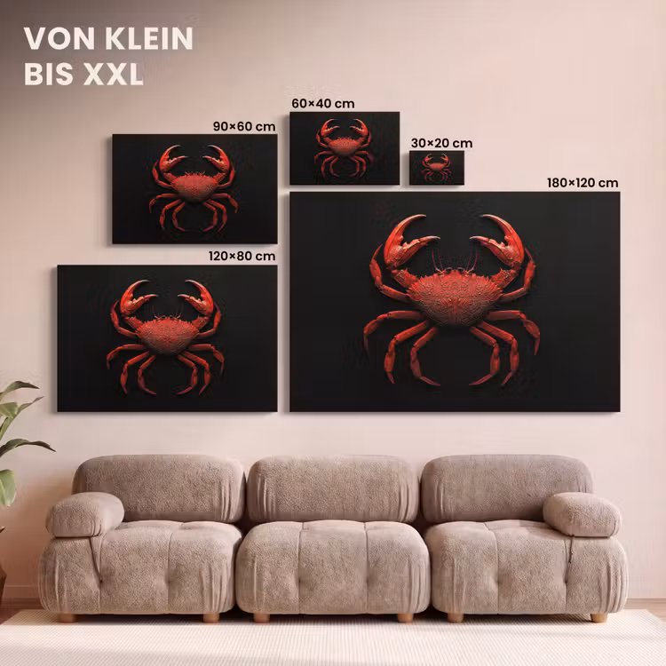 Krab - Rood - Vissen - Schaaldieren canvas 2cm klein -Xsfeer8_DE