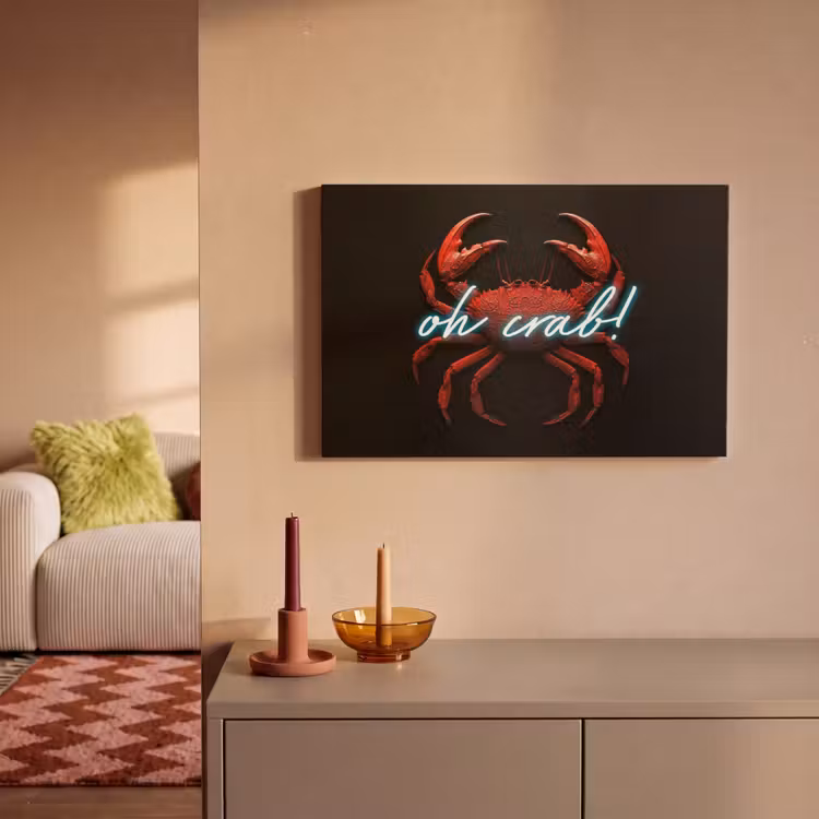 Krab - Rood - Neon - Quote canvas 2cm klein -sfeer1