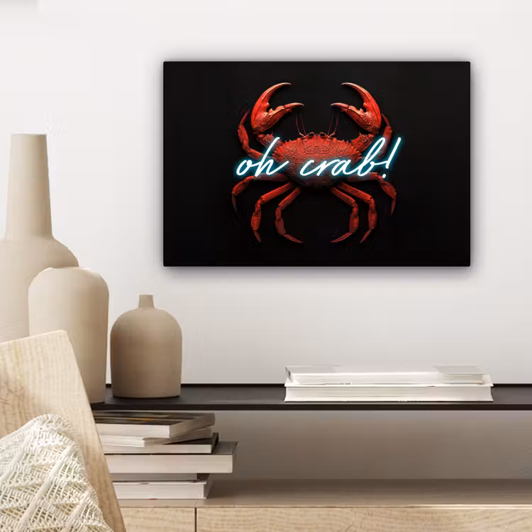 Krab - Rood - Neon - Quote canvas 2cm klein -closeup_print_DE