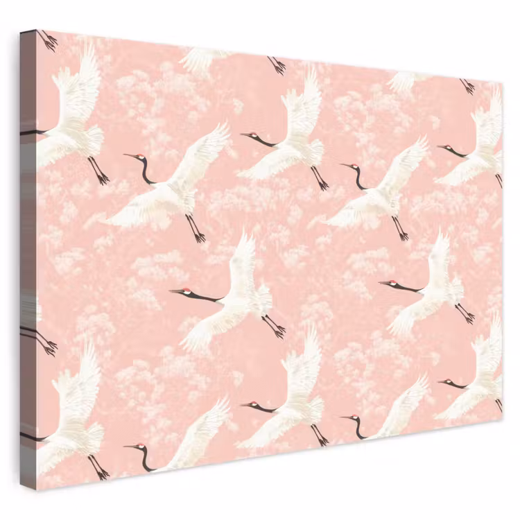 Kraanvogels - Bloesem - Roze canvas 2cm klein 34 -3d