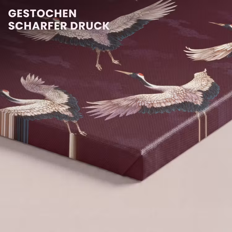 Kraanvogels - Klassiek - Bordeaux canvas 2cm klein 34 -closeup_print_DE