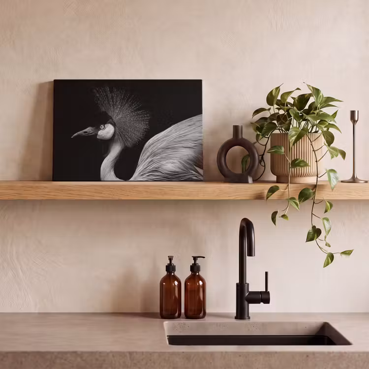 Kraanvogel - Zwart - Wit - Vogel - Dieren canvas 2cm klein -sfeer6