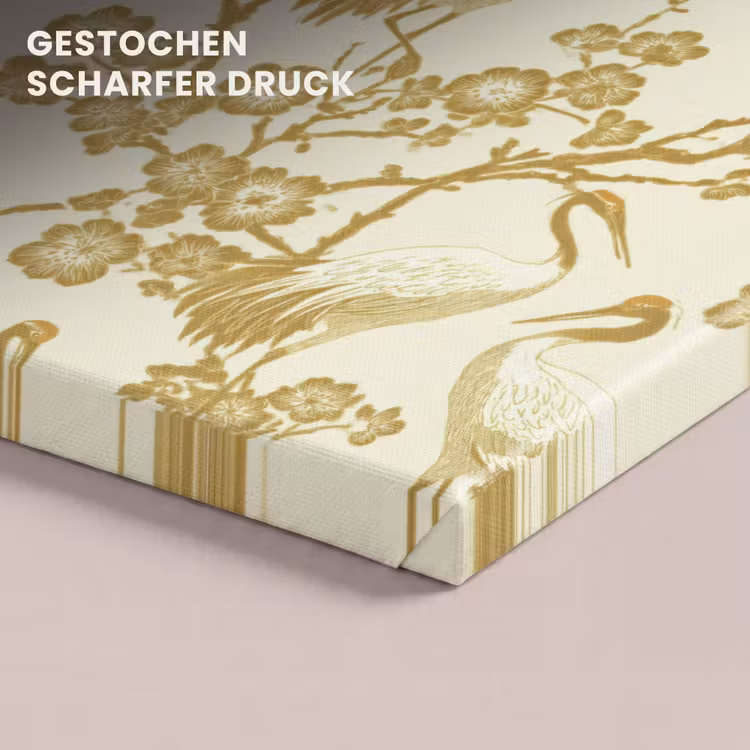 Kraanvogels - Kersenbloesem - Goud canvas 2cm klein 34 -closeup_print_DE
