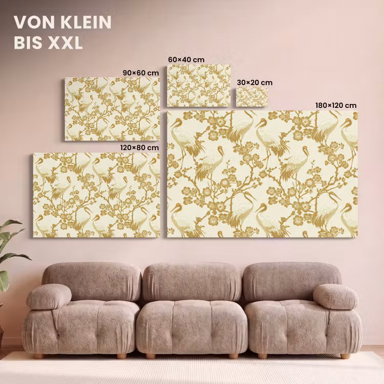 Kraanvogels - Kersenbloesem - Goud canvas 2cm klein 34 -Xsfeer8_DE