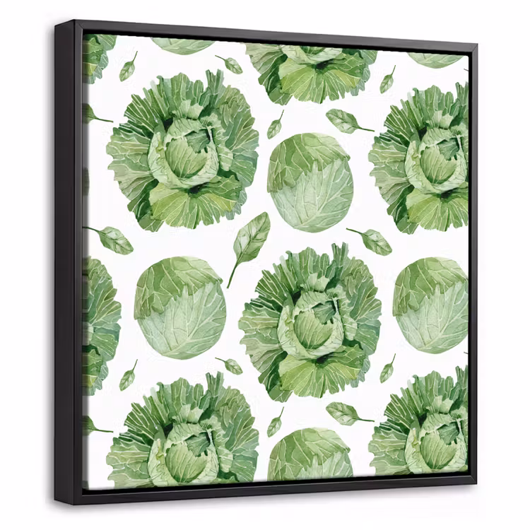 Kool - Bladgroen - Wit - Patroon Canvas met baklijst klein 1124 -threedimensional_3d_global
