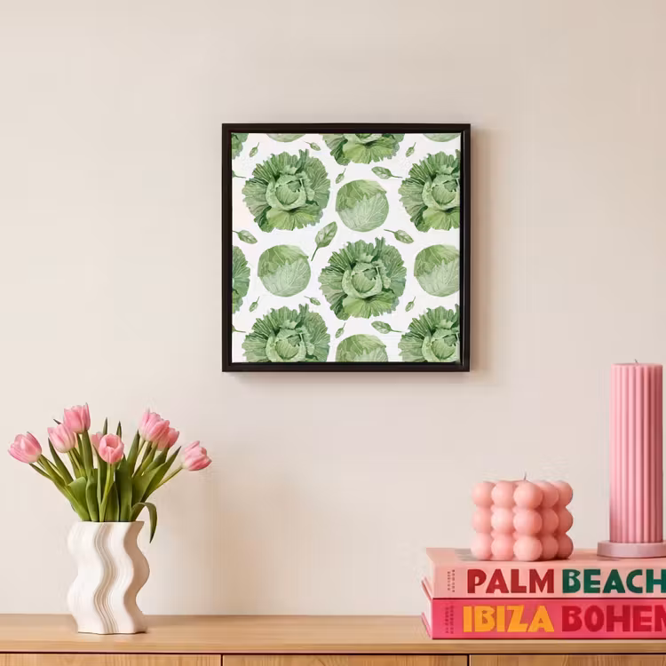 Kool - Bladgroen - Wit - Patroon Canvas met baklijst klein 1124 -atmosphere_sfeer1_global